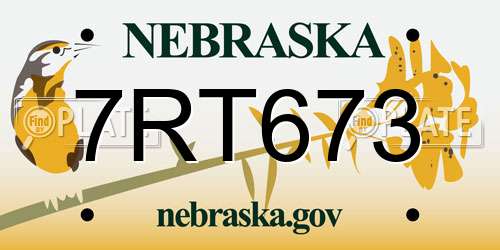 7RT673 Nebraska License Plate