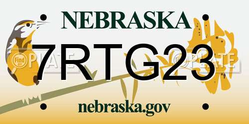 7RTG23 Nebraska License Plate