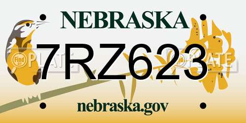 7RZ623 Nebraska License Plate