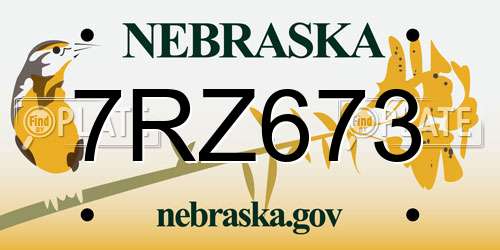 7RZ673 Nebraska License Plate