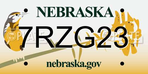 7RZG23 Nebraska License Plate