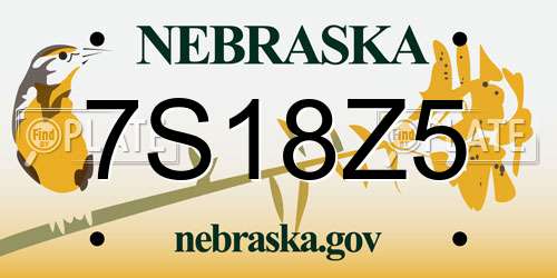 7S18Z5 Nebraska License Plate