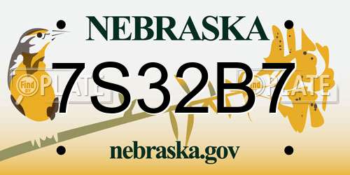 7S32B7 Nebraska License Plate