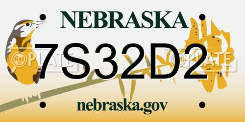 7S32D2 Nebraska License Plate