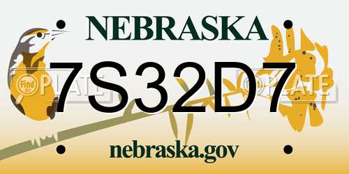 7S32D7 Nebraska License Plate