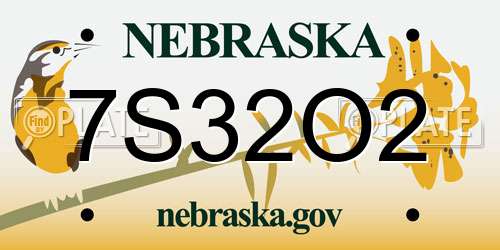 7S32O2 Nebraska License Plate