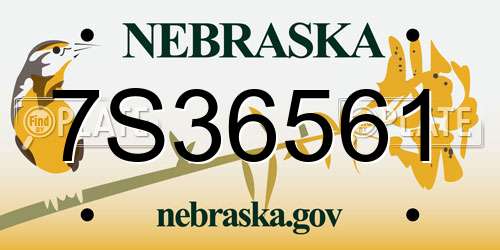 7S36561 Nebraska License Plate