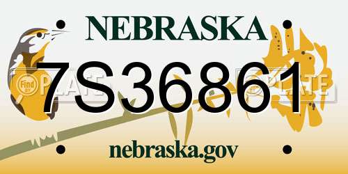 7S36861 Nebraska License Plate