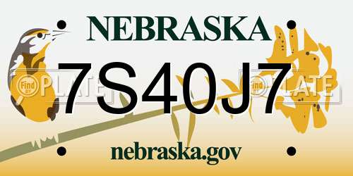 7S40J7 Nebraska License Plate