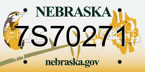 7S70271 Nebraska License Plate