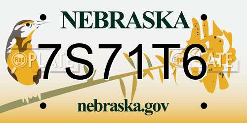 7S71T6 Nebraska License Plate