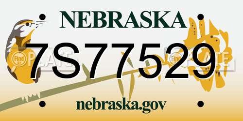 7S77529 Nebraska License Plate