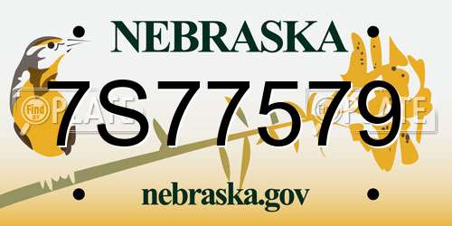 7S77579 Nebraska License Plate
