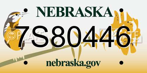 7S80446 Nebraska License Plate