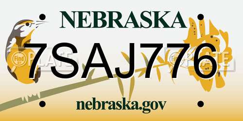 7SAJ776 Nebraska License Plate