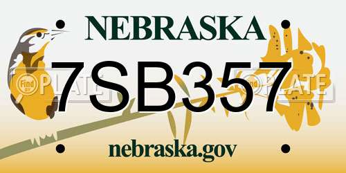 7SB357 Nebraska License Plate