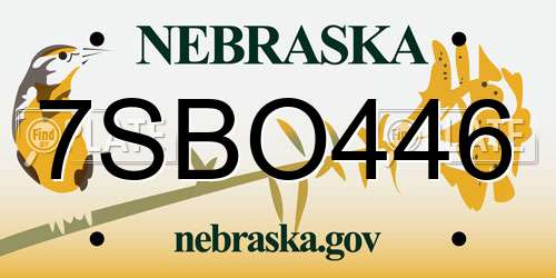 7SBO446 Nebraska License Plate