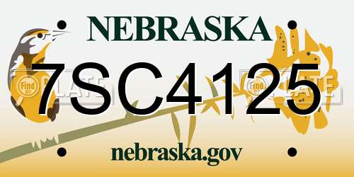 7SC4125 Nebraska License Plate