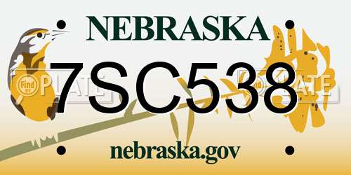 7SC538 Nebraska License Plate