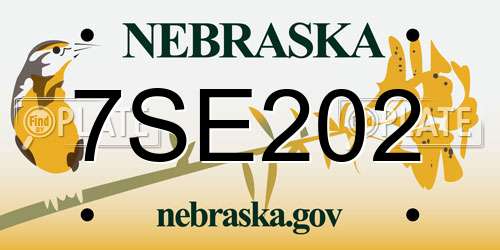 7SE202 Nebraska License Plate