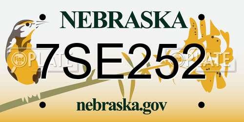 7SE252 Nebraska License Plate