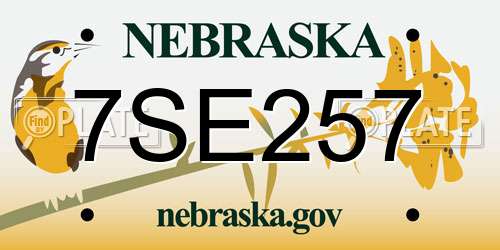 7SE257 Nebraska License Plate