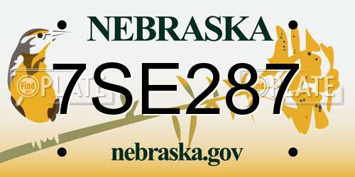 7SE287 Nebraska License Plate