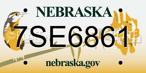 7SE6861 Nebraska License Plate