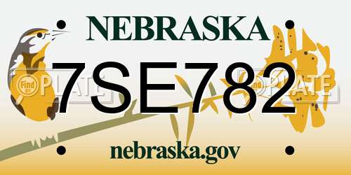 7SE782 Nebraska License Plate