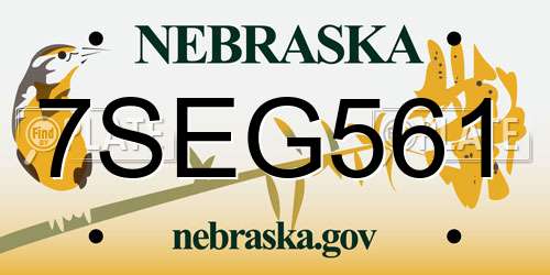 7SEG561 Nebraska License Plate