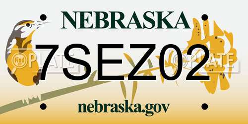 7SEZ02 Nebraska License Plate