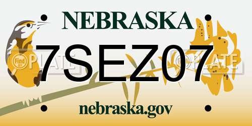 7SEZ07 Nebraska License Plate