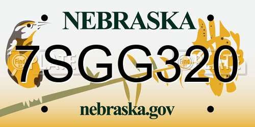 7SGG320 Nebraska License Plate