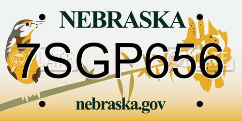 7SGP656 Nebraska License Plate