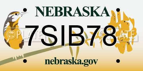 7SIB78 Nebraska License Plate