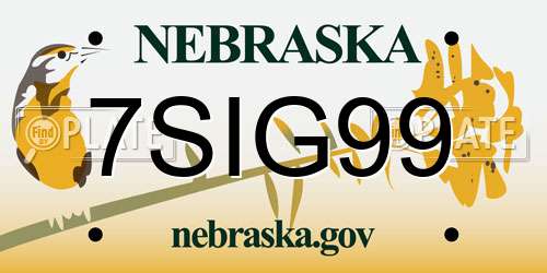 7SIG99 Nebraska License Plate