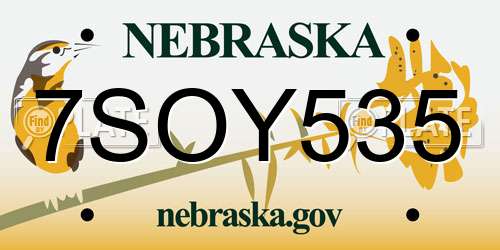 7SOY535 Nebraska License Plate
