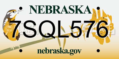 7SQL576 Nebraska License Plate