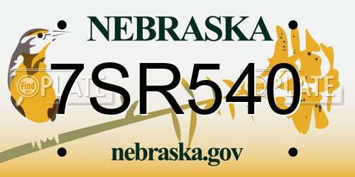 7SR540 Nebraska License Plate