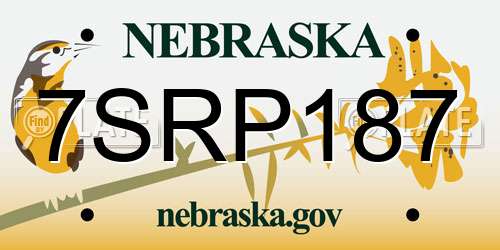 7SRP187 Nebraska License Plate