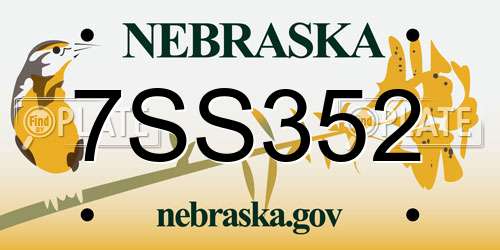 7SS352 Nebraska License Plate