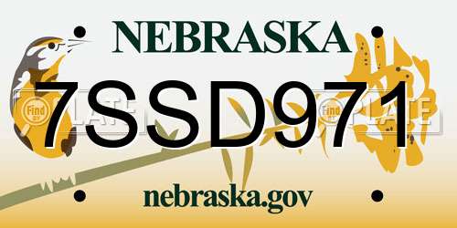 7SSD971 Nebraska License Plate