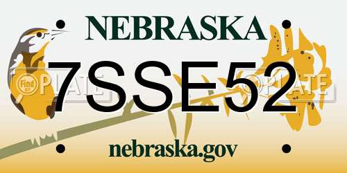 7SSE52 Nebraska License Plate