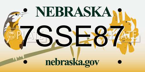 7SSE87 Nebraska License Plate
