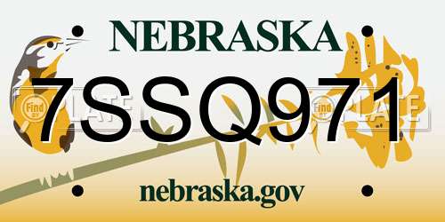 7SSQ971 Nebraska License Plate