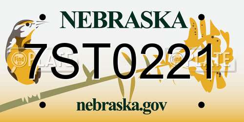 7ST0221 Nebraska License Plate