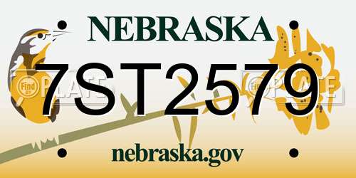 7ST2579 Nebraska License Plate