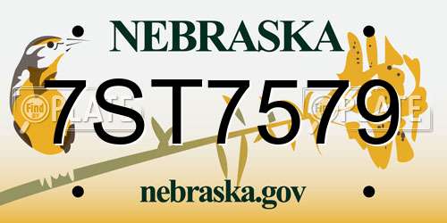 7ST7579 Nebraska License Plate