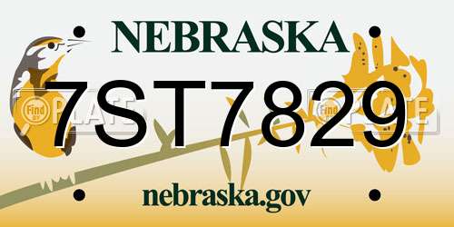 7ST7829 Nebraska License Plate