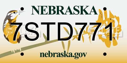 7STD771 Nebraska License Plate